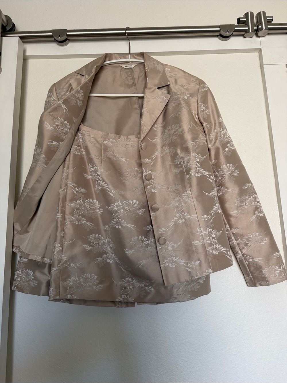 Talbots Champagne Floral Jacquard Blazer & Skirt Set